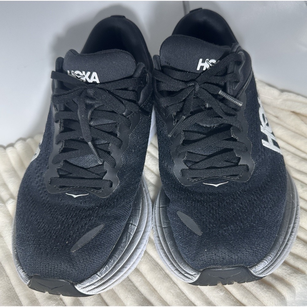 Hoka Bondi 8 Running Shoes Women's 7B Black White Maximalist Cushion *READ* - Picture 5 of 10
